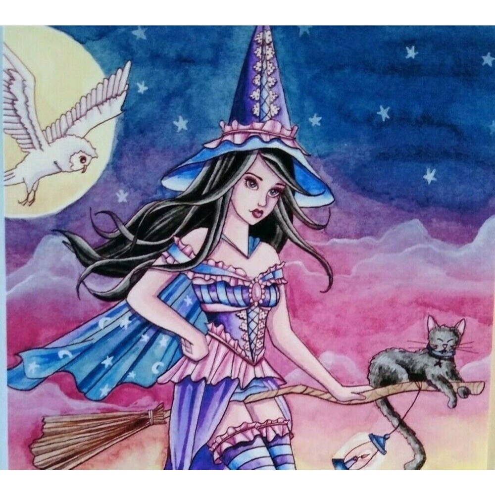 Halloween Fantasy Postcard Nikki Burnette Goth Witch Fantasy Tabitha 2012 Ltd 35